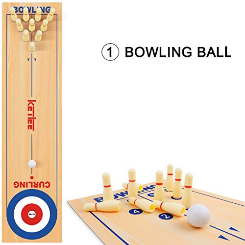 KETIEE Curling Game for Family 47 inch, 3 in 1 Table Shuffleboards, Tabletop Curling Game, Table Top Curling Bowling Shuffleboard Board Games Kids and Adults Indoor, Travel (120x30cm)