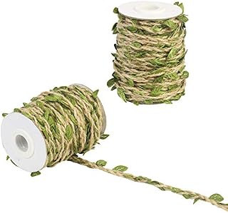 KATOOM Artificial Vine 2 Roll 65 Ft Leaves Ribbon Trim Fake Foliage Leaf Plant Garland Rustic Jute Twine Decorative Rattan for Wedding Party Home Decor DIY Craft