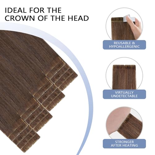 Image of COOKAYU Invisible Tape in Hair Extensions Human Hair, 22Inch 50g