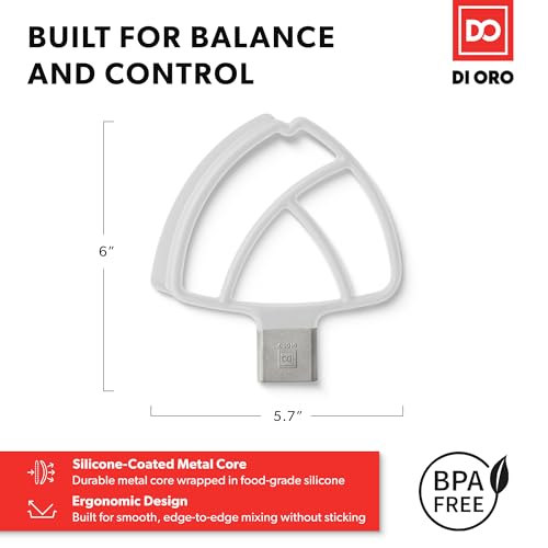 Image of DI ORO Flex Edge Beater for KitchenAid Tilt-Head Mixer, 4.5-5 Qt, White