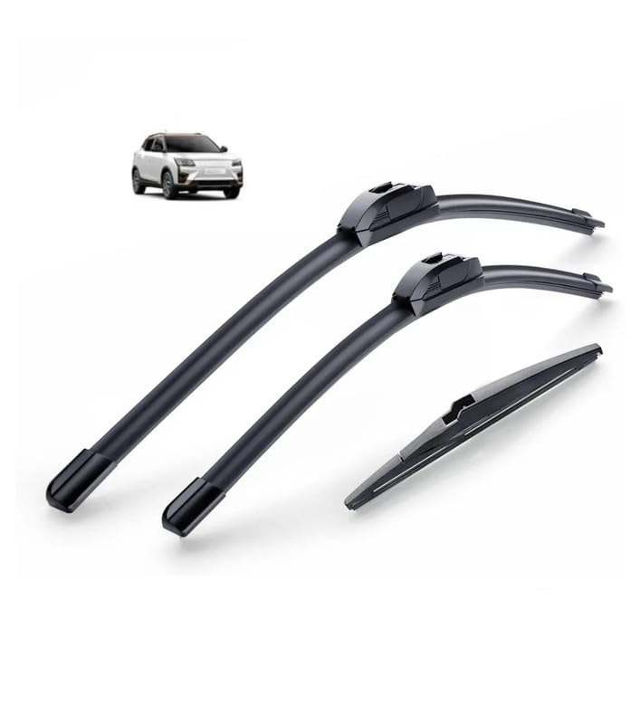 Image of AWB 24 inch+16 inch Frameless /Soft Wiper Blades with 10 inch Rear Specific Wiper Blade Replacement Set for Xuv400 EV(Set of 3)