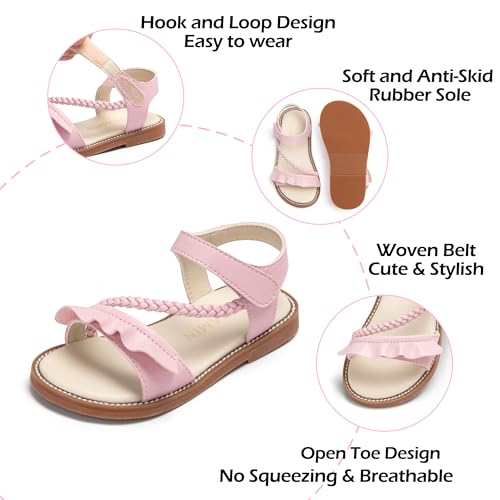 Image of PHIRAMIN Toddler Girl Sandals - Flower Girl Dress Shoes Open Toe Little Kid Flats