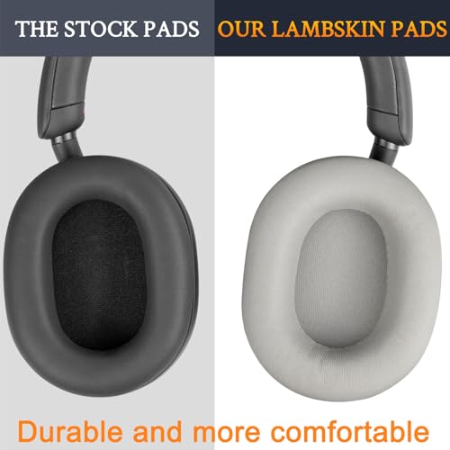 Image of SOULWIT Lambskin Replacement Earpads for Sony WH-1000XM5 (WH1000XM5) Noise Canceling Headphones, Ear Pads Cushions with Softer Lambskin, Noise Isolation Foam, Added Thickness - Brilliant Silver