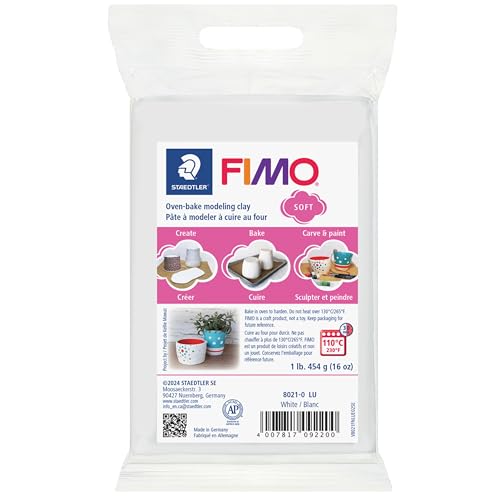 STAEDTLER ofenhärtende Modelliermasse FIMO soft, weiß, Großblock 454g,...