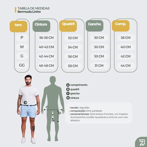 Kit 5 Shorts Bermudas Em Linho Premium Masculina Básico Com Bolsos Cós Ajustável (BR, Alfa, G, Regul