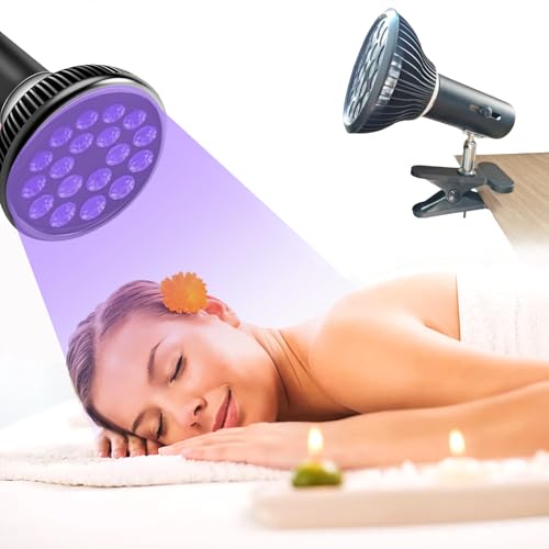 Bräunungslampe für zu Hause, 54 W, E27, Bräunungslampe für Gesicht und Körper, Lampe mit 180 ° drehbarem Kopf, Solarlampe, 18 LEDs, Schutzbrille, für Weizenhaut