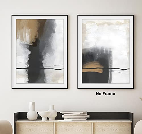 Black White And Beige Abstract Wall Art Abstract Minimalist Poster Black And White Abstract Line Art Brown Beige Abstract Canvas Print Abstract Painting For Living Room Wall Decor 16X24Inch No Frame #TOP4