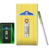 2 in 1 電子ライター シガレットケース付き 20本パック 防風 USB 充電式ライター 防湿 フレームレスライター タバコ用 アウトドア キャンプ (Color : A)