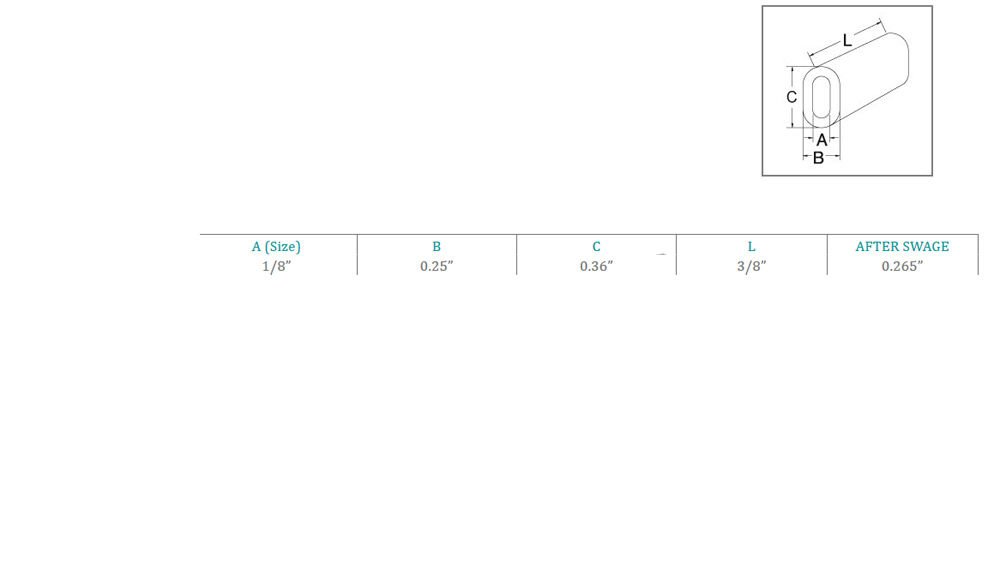 10 Pc Chamfer 1/8'' Marine Stainless Steel Wire Rope Oval Sleeve Sleeves Crimping SS316