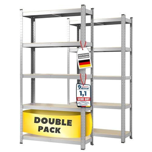 KARAT Lot de 2 étagères pour Charges Lourdes. 60 x 120 x 200 cm. 5 étagères réglables (galvanisé)