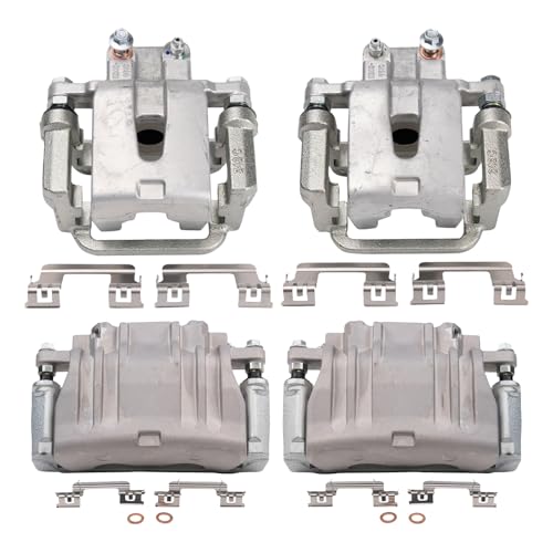 Image of TRQ Front and Rear Brake Caliper Set Zinc Coated Brackets Compatible with 2012-2016 Chrysler 300 Dodge Challenger Charger
