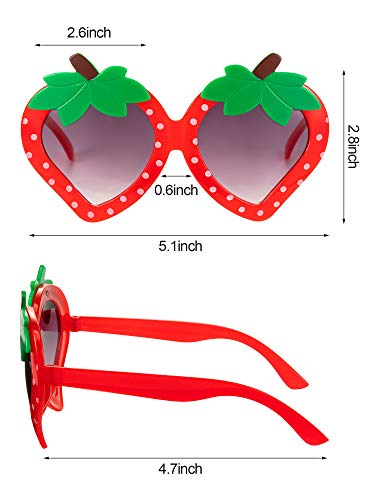 Frienda 5 Pairs Strawberry Sunglasses for Kids Toddler Girl Strawberry Party Favors Sunglasses Vintage Funny Sun Glass for Toddler Girls Favors2
