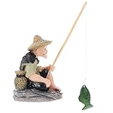 IMIKEYA ミニ漁師の置物 PVC製水槽装飾 盆栽風ミクロ風景 水族館や池の生態演出用