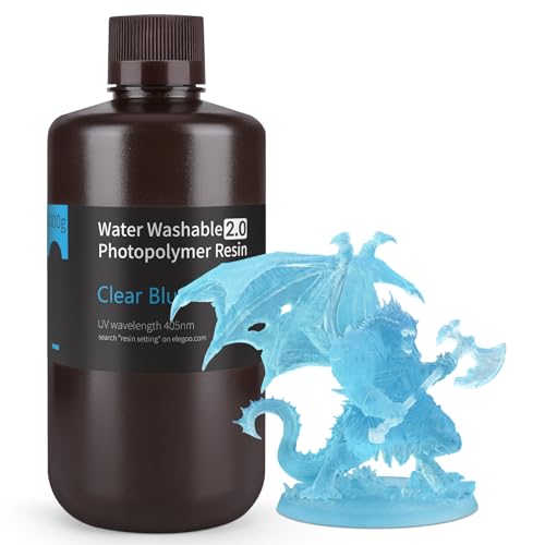 Image of ELEGOO Upgraded Water Washable Resin 2.0, Clear Blue 1000G