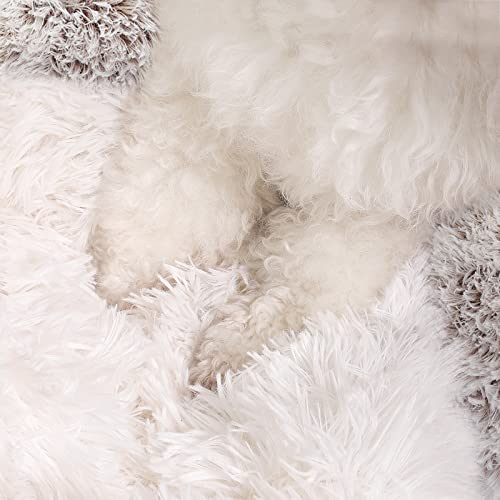 NOYAL Round Hooded Donut Dog Bed for Small & Medium Pets - Plush Fluffy Anti-Anxiety Cat Cave Bed with Cover - Image 4