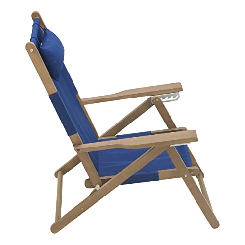 Lavish Home Beach Outdoor Weather-Resistant Wood Folding Chair With Backpack Straps, Adult, Blue #TOP4
