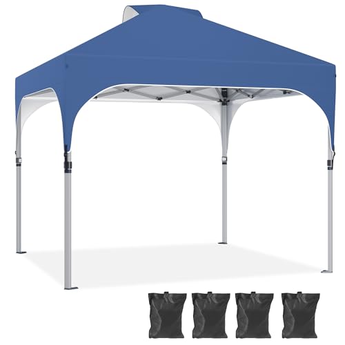 YITAHOME 2,5 x 2,5m wasserdichte Pavillon Faltpavillon, Faltbarer Pop up Pavillon Outdoor Anti-UV Gartenpavillon Höhenverstellbarfür Alle Jahreszeiten Für Party Camping Märkte Pool Festival, Blau