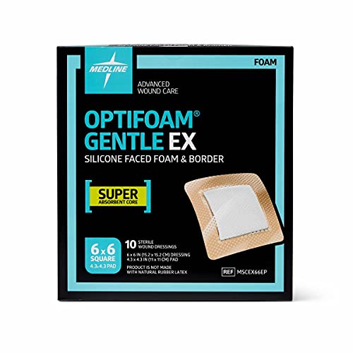 Medline MSCEX66EP Optifoam Gentle EX Bordered Foam Adhesive Dressing, 6