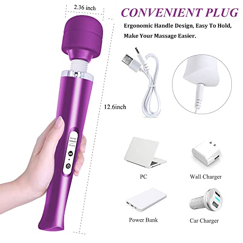 Image of YEVIOR Cordless Personal Electric Back Massager with Strong Vibration | 10 Powerful Pulse Settings, Rechargeable Handheld Back Massager for Deep Muscles Pain Relief (Purple)
