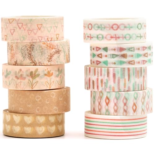 Washi Tape Set Boho de 10 rouleaux pour scrapbooking et bullet journal créatif