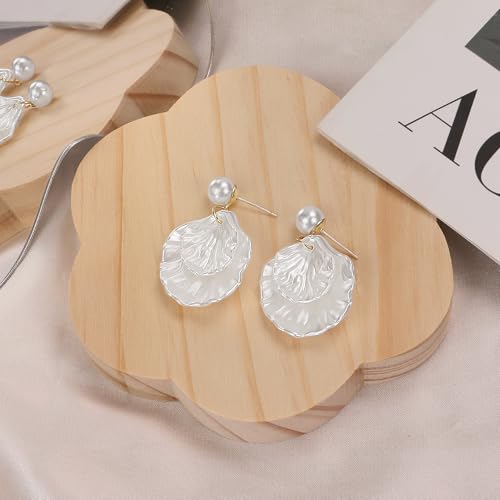 SmileBelle Pearl Earrings For Women, Ear Climbers Earrings For Women White Flower Drop Jewelry, Freshwater Pearl Bridal Jewelry As Summer Tassel Accessories for Wedding Gifts3