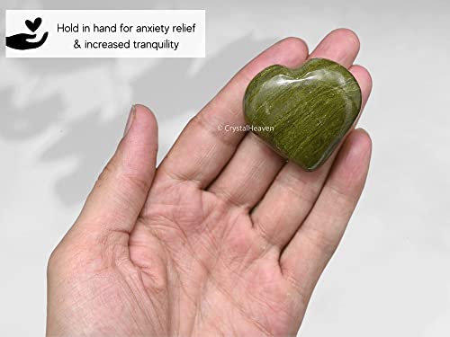 Image of Crystal Heaven Vesuvianite Heart Palm Pebbles Stones For Anxiety Stress Relief Massage - Aaa Grade Original Healing Gemstone Agate Heart Palm Stone For Yoga Meditation Spiritual