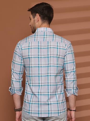 Image of Majestic Man Comfort Slim Fit Pure Cotton Checked Casual Shirt