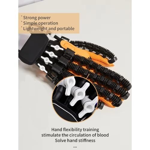 Image of Robotic rehabilitation Glove Finger Training for Finger Paralysis Patients Right & Left Hand Both Hand | One Pair (Orange, Medium)