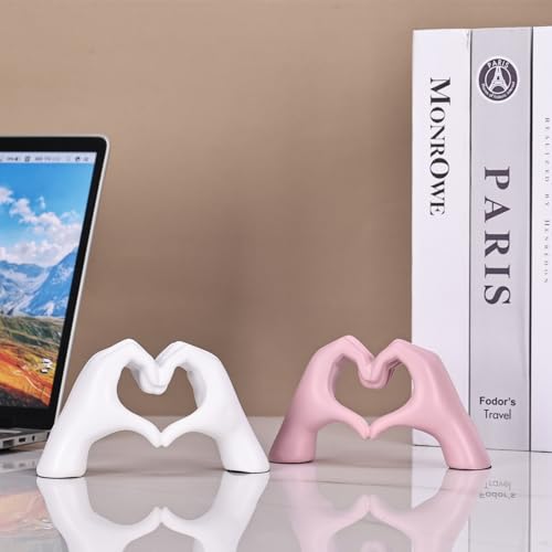 Estatua decorativa mano con corazón blanco miniatura 4