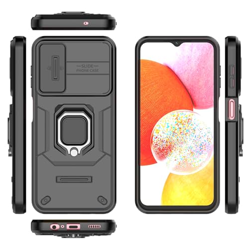 Image of CamShield Pro Case with Slide Camera Protection and Ring Stand Bumper Back Case Cover for Samsung Galaxy A14 5G (Black)