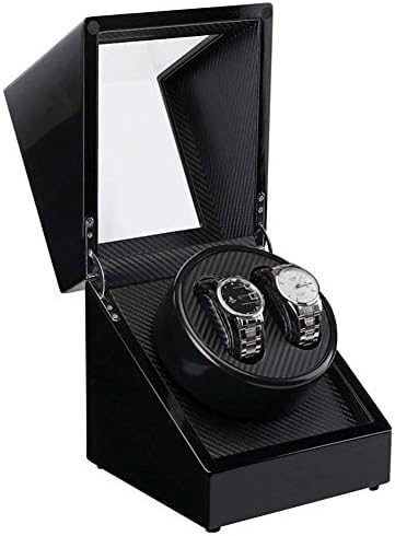 Mechanical Watch Shaker Automatic Watch Winder Box for 2 Watches, Fibre Piano Finish Quiet Motor AC Adaptor & Battery Operated