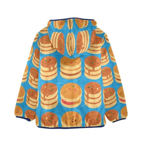 Pancake Stacks on Blue Background Toddler Fleece Jacket Girl Boys Hooded Fleece Jacket Coat Warm Outwear Zip-up 3-10T2