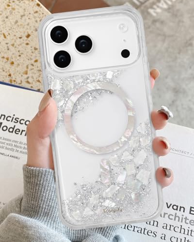 Coque iPhone 17 Pro Max MagSafe transparente pailletée argent - 3