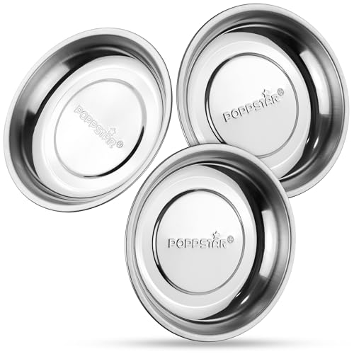 Poppstar 3 Bols Magnétiques, ronds, Diamètre 150mm, Profondeur : 23mm, Matériau : Acier Inoxydable