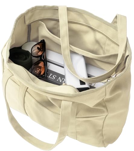 Extra Large Canvas Tote Bag for Women Men, Utility Work Bags with Zipper