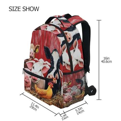 Backpack Animal Farm Board for School Boys Girls Laptop Travel Backpack Book Bag Daypack 11.4 ×16 In S4