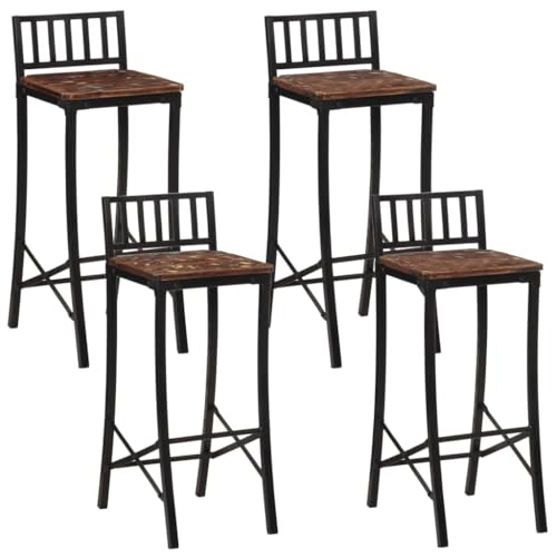Chaise de bar en bois massif en lot de 4 pour éliminer le mal de dos