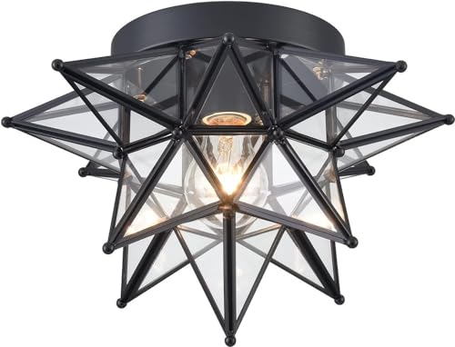 Plafonnier étoile marocaine noire 45cm idéal pour sublimer une entrée bohème