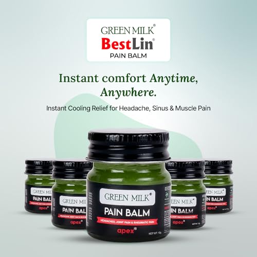 Image of Green Milk Pain Balm - Pack of 5 (10g Each) | Herbal Balm for Joint, Back, Neck & Muscle Pain Relief | Non-Greasy, Fast-Absorbing & Cooling Ayurvedic Formula