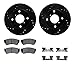 Dynamic Friction Company Front Brake Rotors Drilled and Slotted Black with 5000 Advanced Brake Pads includes Hardware - 8512-50007