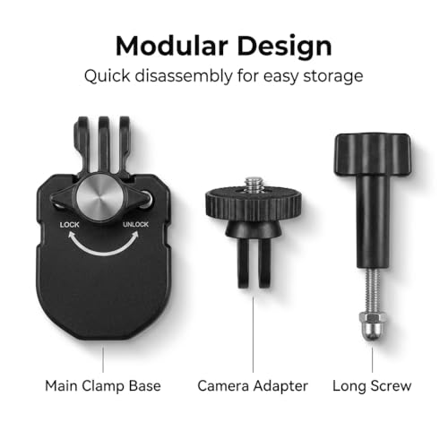 Image of ZORBES Motorcycle Windshield Clip Camera Mount, Aluminum Quick Release Motorbike Windscreen Clamp for DJI Osmo Action 6 /Osmo Nano /Osmo 360 /Action 5 4, Hero 13 12 11 10 9 8, for Insta360 X5 X4