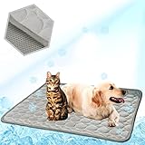 MeiLiMiYu Washable Dog Cooling Mat Ice Silk Pet Self Cooling Pad Blanket (40x28 in, Grey)