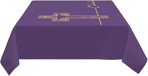 Miniatura 8 de Mantel rectangular color morado cristiano, impermeable, lavable, para fiestas, 54 x 72 pulgadas, para celebraciones, vacaciones, camping, picnic,