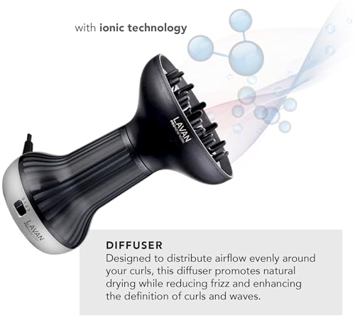 Image of Diffuser Hair Dryer for Curly Hair - Ionic Technology Hair Dryer with Adjustable Heat & Speed Settings for Frizz-Free, Defined Curls, Lightweight Hair Dryer, Wavy And Curly Hair (SILVER)
