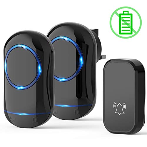 Timbre inalámbrico ACGAM con enchufe inalámbrico con 2 receptores, IP44 resistente al agua Timbre de puerta, 45 tonos de llamada, 0-110dB de volumen de 4 niveles, rango de 152-305 m