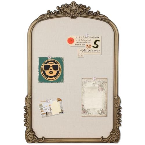 Arch Fabric Pin Board, 19" x 27" Vintage Bulletin Board