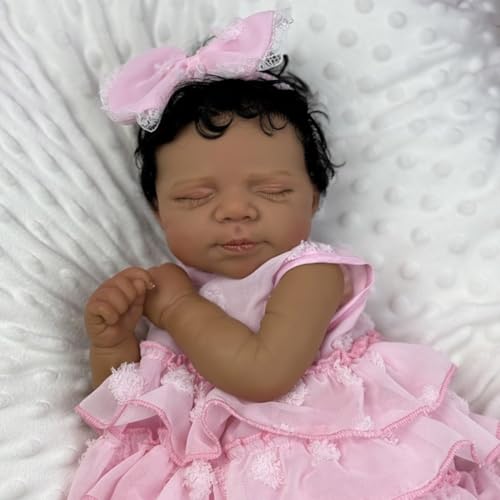 Lonian Reborn 18 Zoll Mädchen lebensecht neugeborenen Babys dunkelbraune Haut weiches Silikon Vinyl Kleinkind Puppe Spielzeug für Kinder – Bild 7