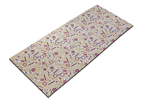 Ambesonne Yoga Mat Towel Lipstick & Nail Print 25"x70