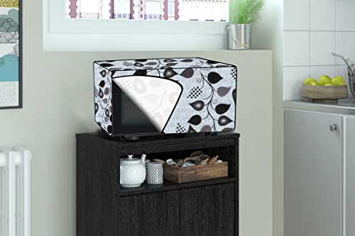 Image of Stylista Microwave Oven Cover for IFB Solo 20PM2S 20 liters 800 Watts Petals Pattern Grey