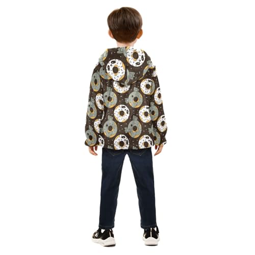 Cute Animal Donuts Girls Fleece Jacket Girls Fall Jacket Girls Zip Up Hoodie Girls Sherpa Jacket 2-10T4